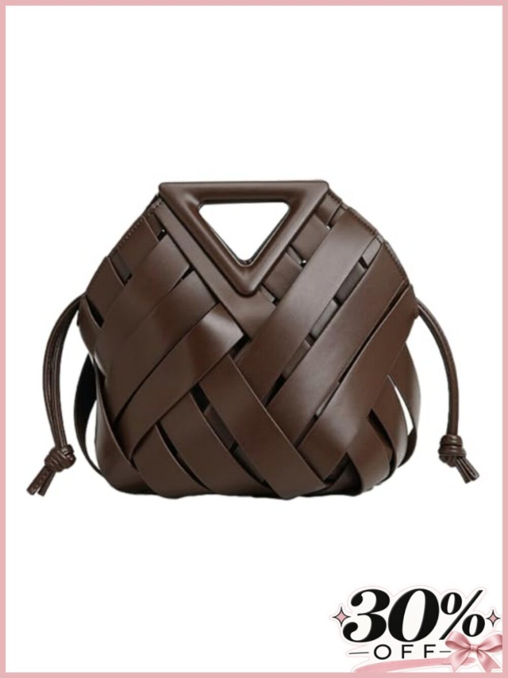 Faux Leather Woven Bucket Bag Small Crossbody Shoulder Handbag Top Handle Clutch